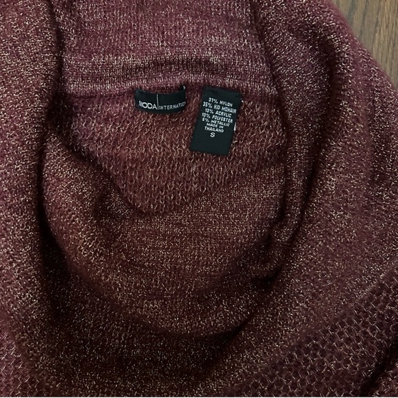 Moda International Mohair Cowl Neck Sweater Sml Burgundy Gold Victoria’s Secret - Picture 8 of 12
